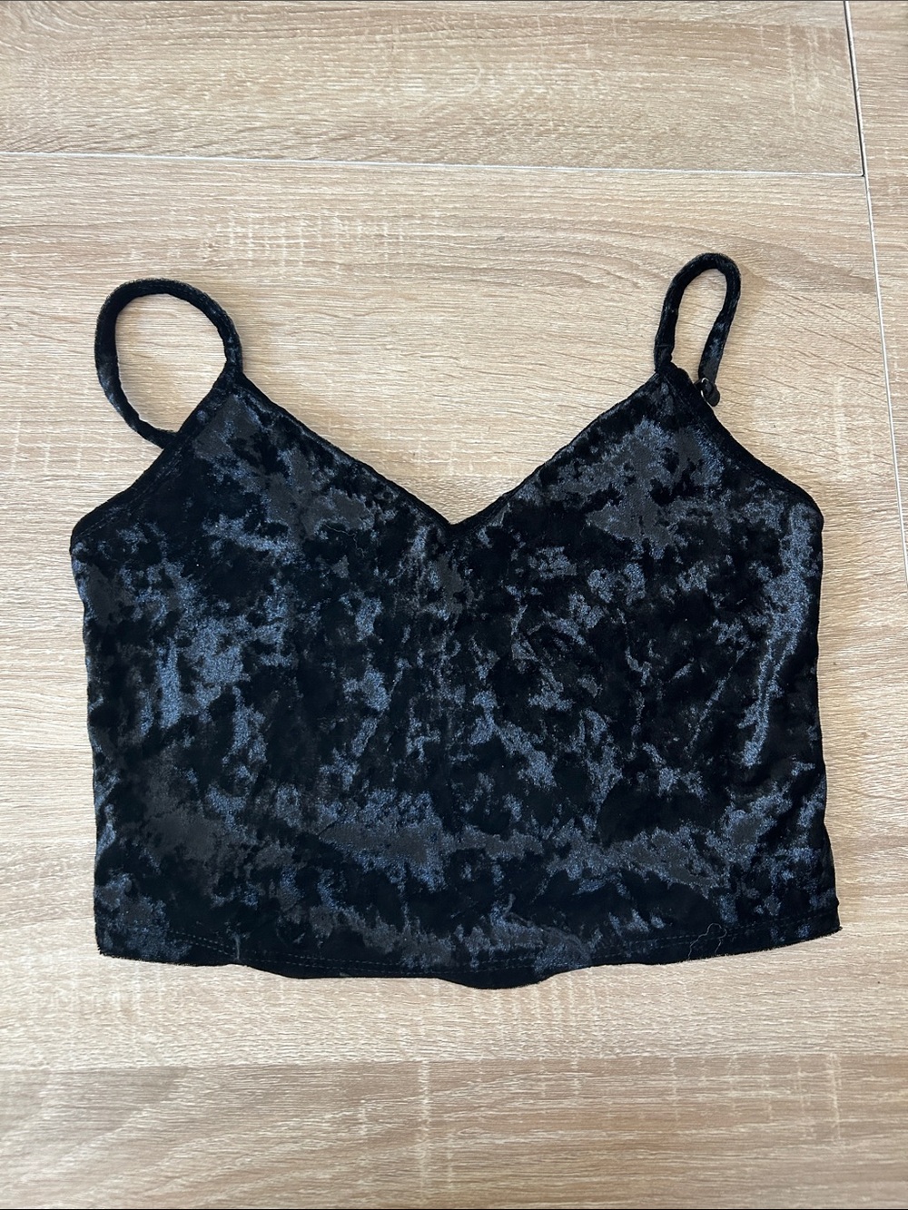 Forever 21 Black Crushed Velvet Camisole Crop Top